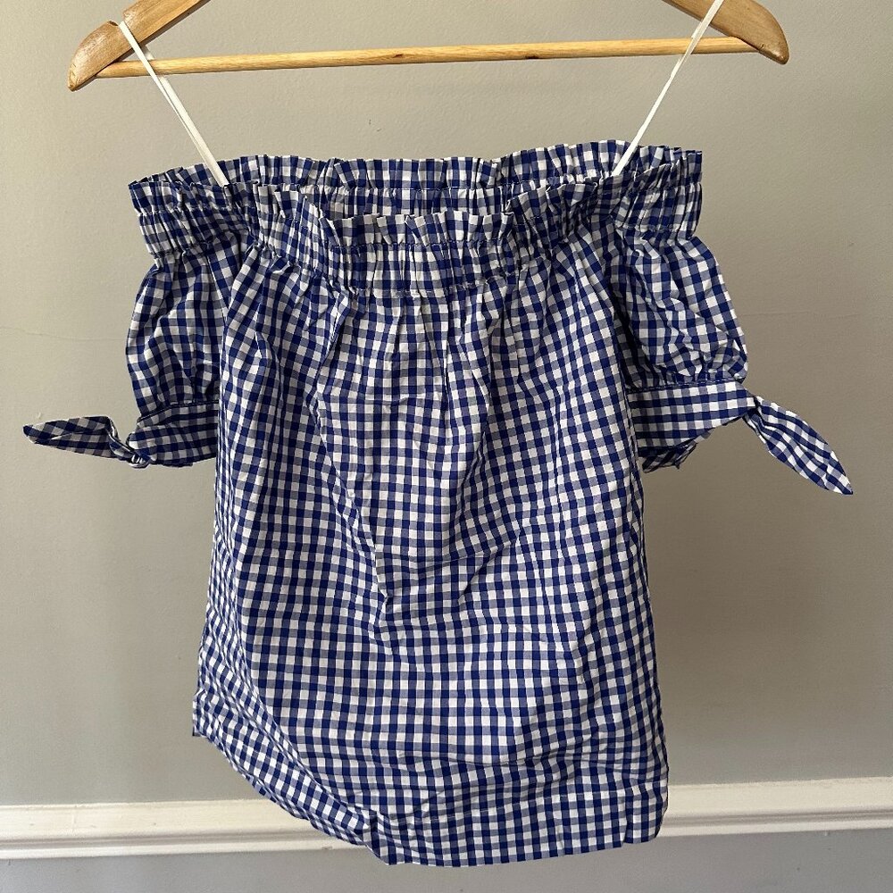 J.Crew Gingham Off the Shoulder Top